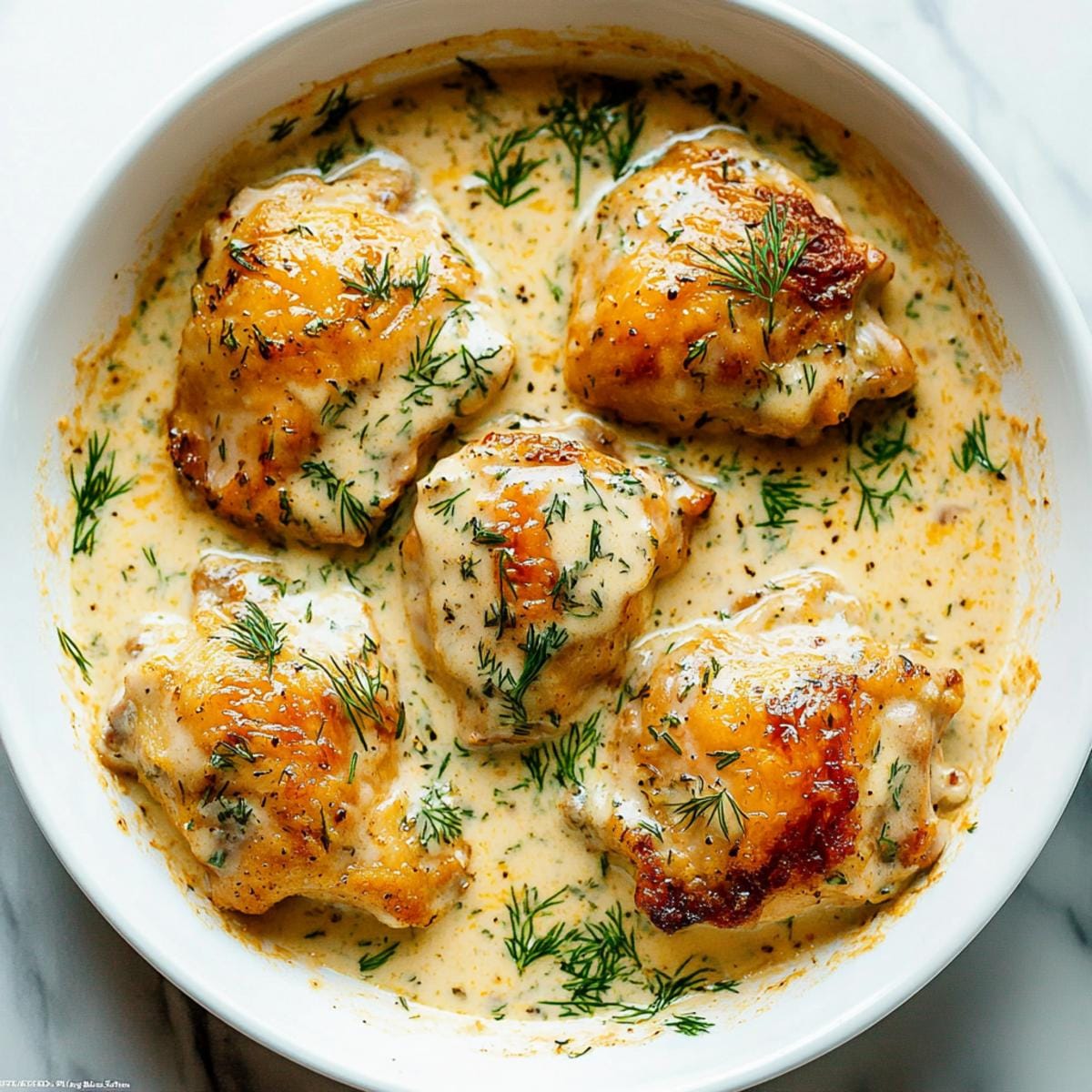 Creamy Oven Baked Chicken Thighs
