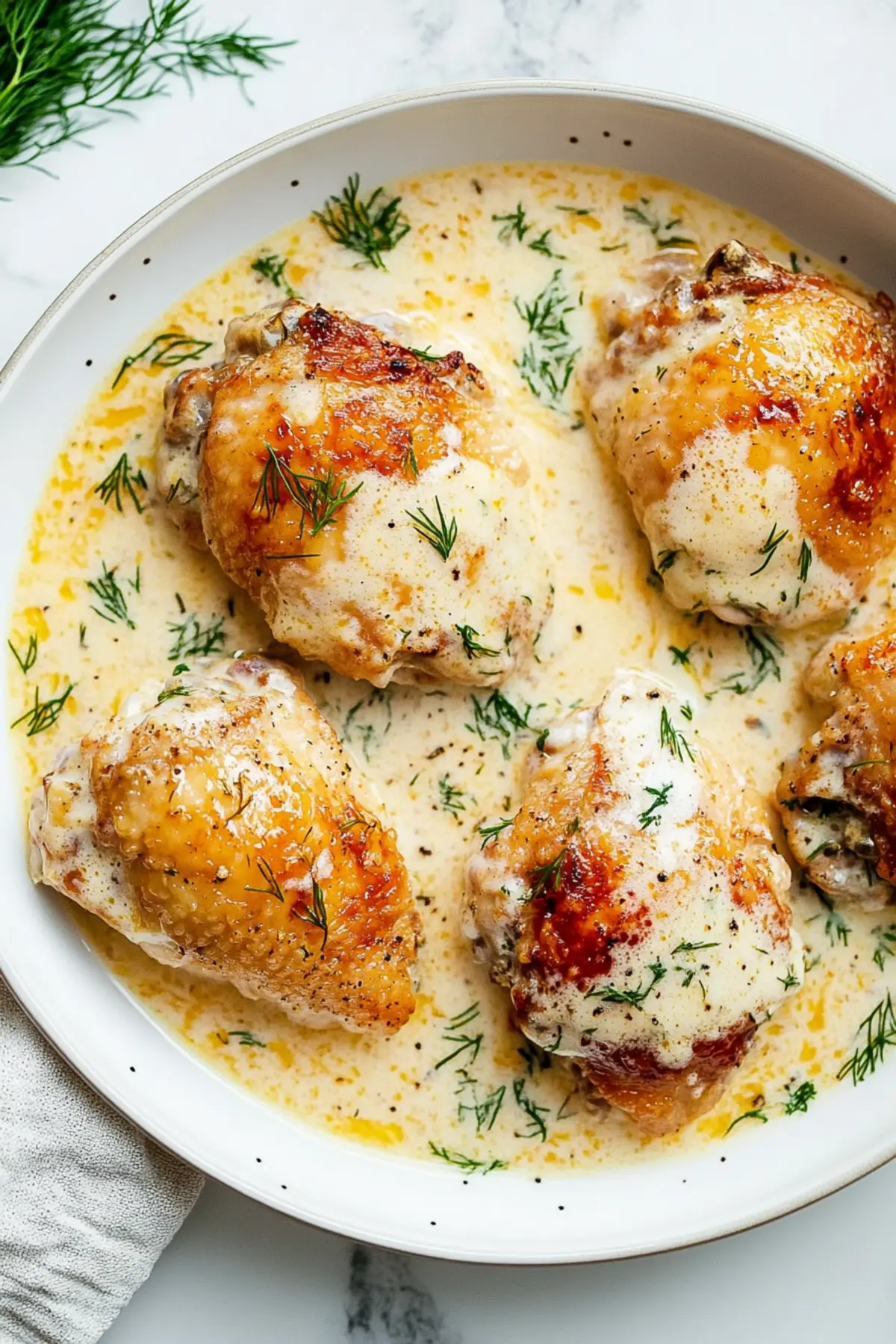 Creamy Oven Baked Chicken Thighs