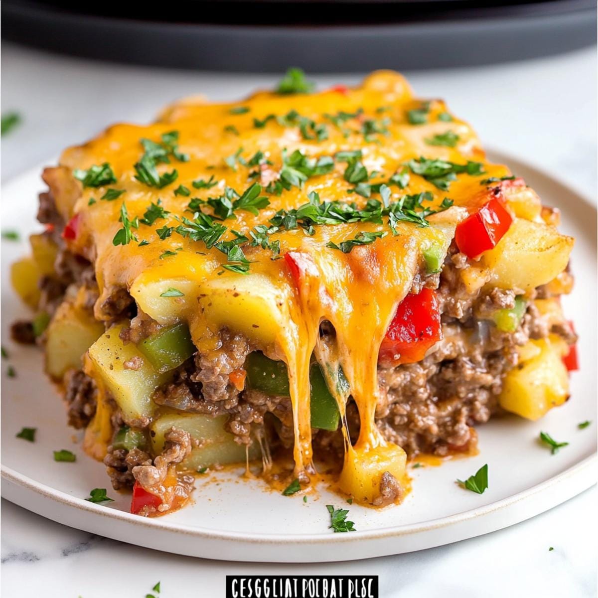 Crock Pot Cheesesteak Potato Casserole