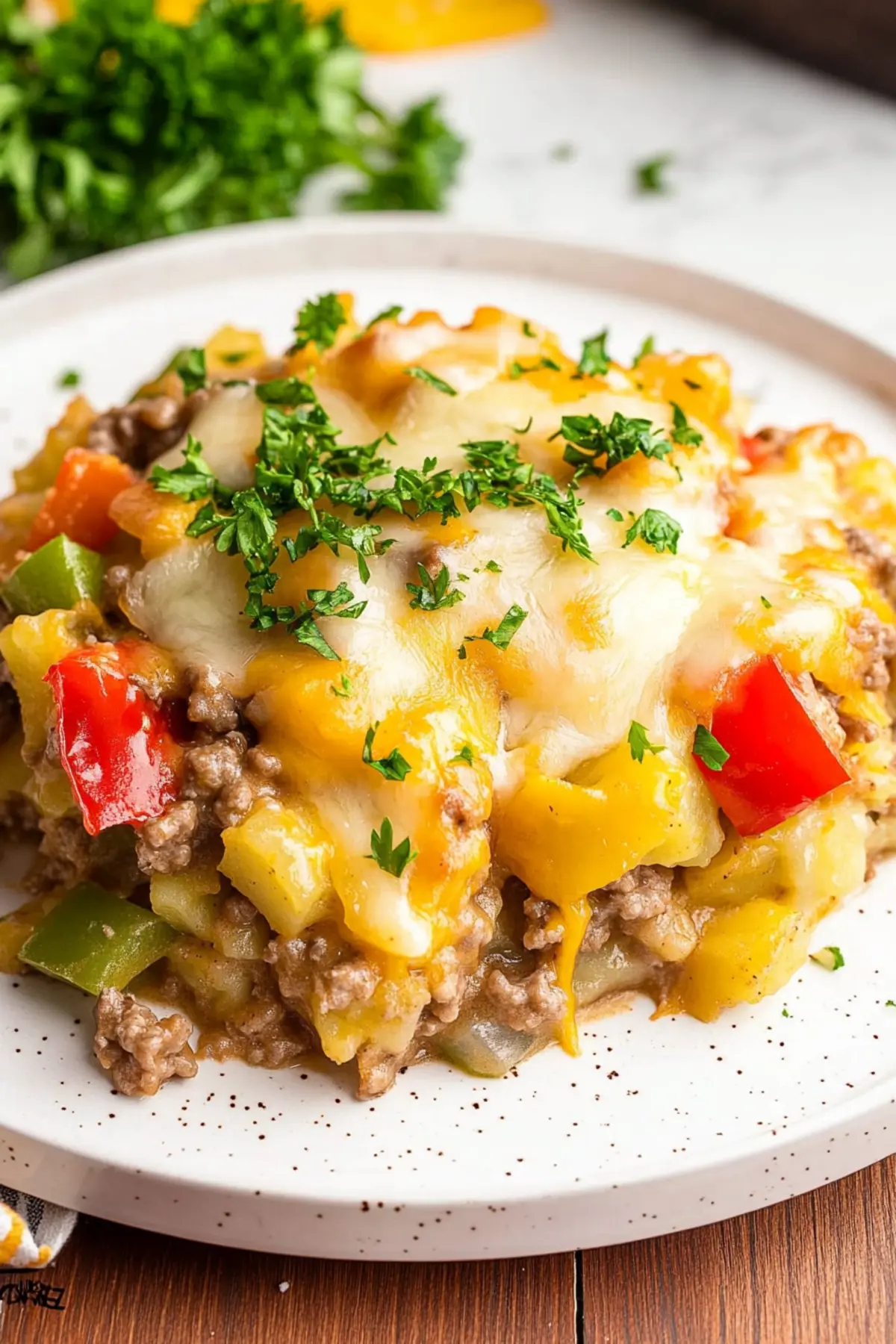 Crock Pot Cheesesteak Potato Casserole