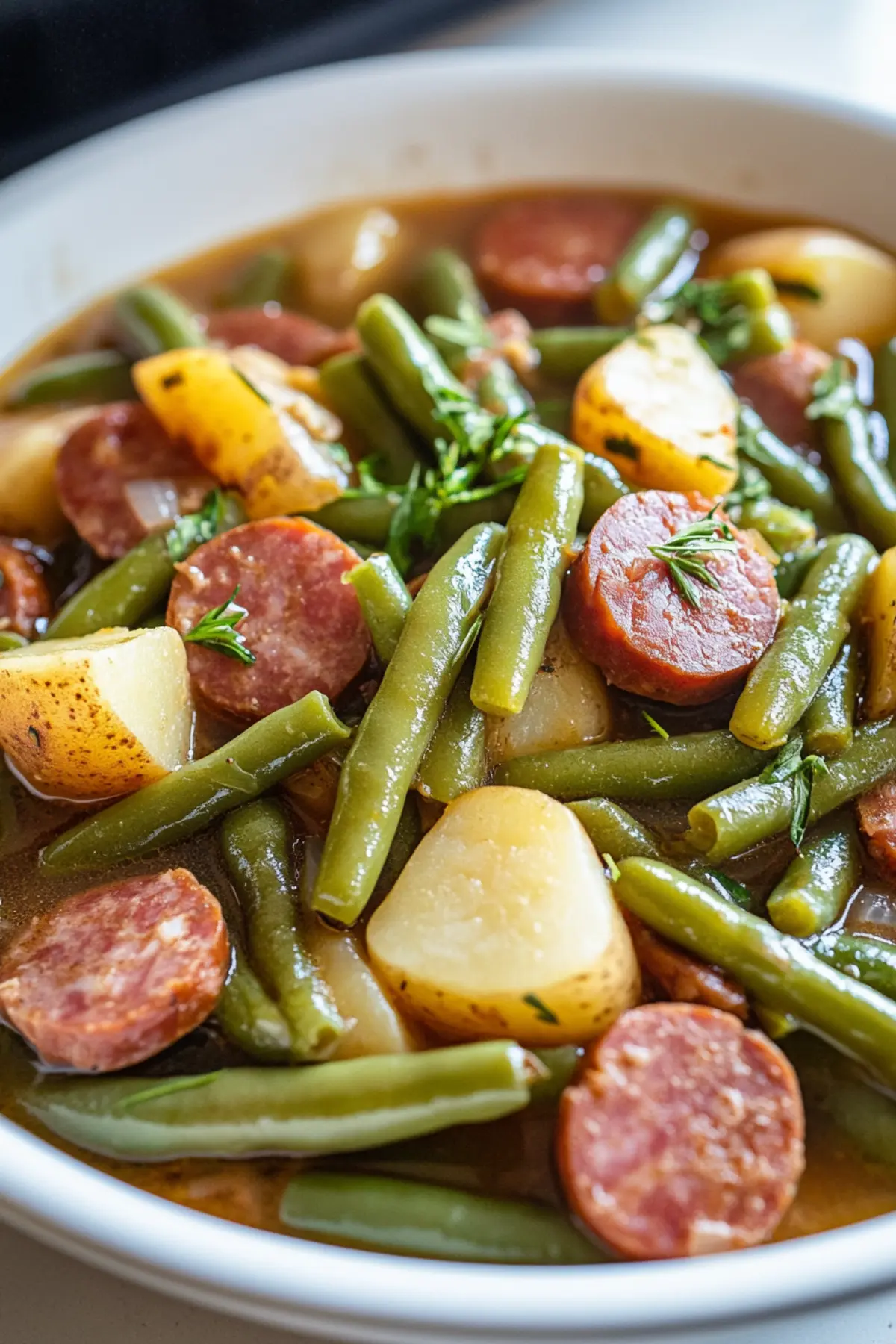 Crockpot Kielbasa and Green Beans