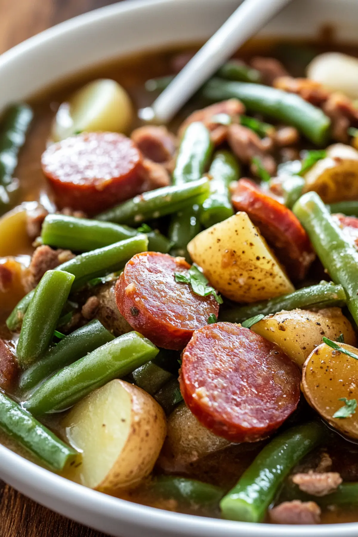 Crockpot Kielbasa and Green Beans