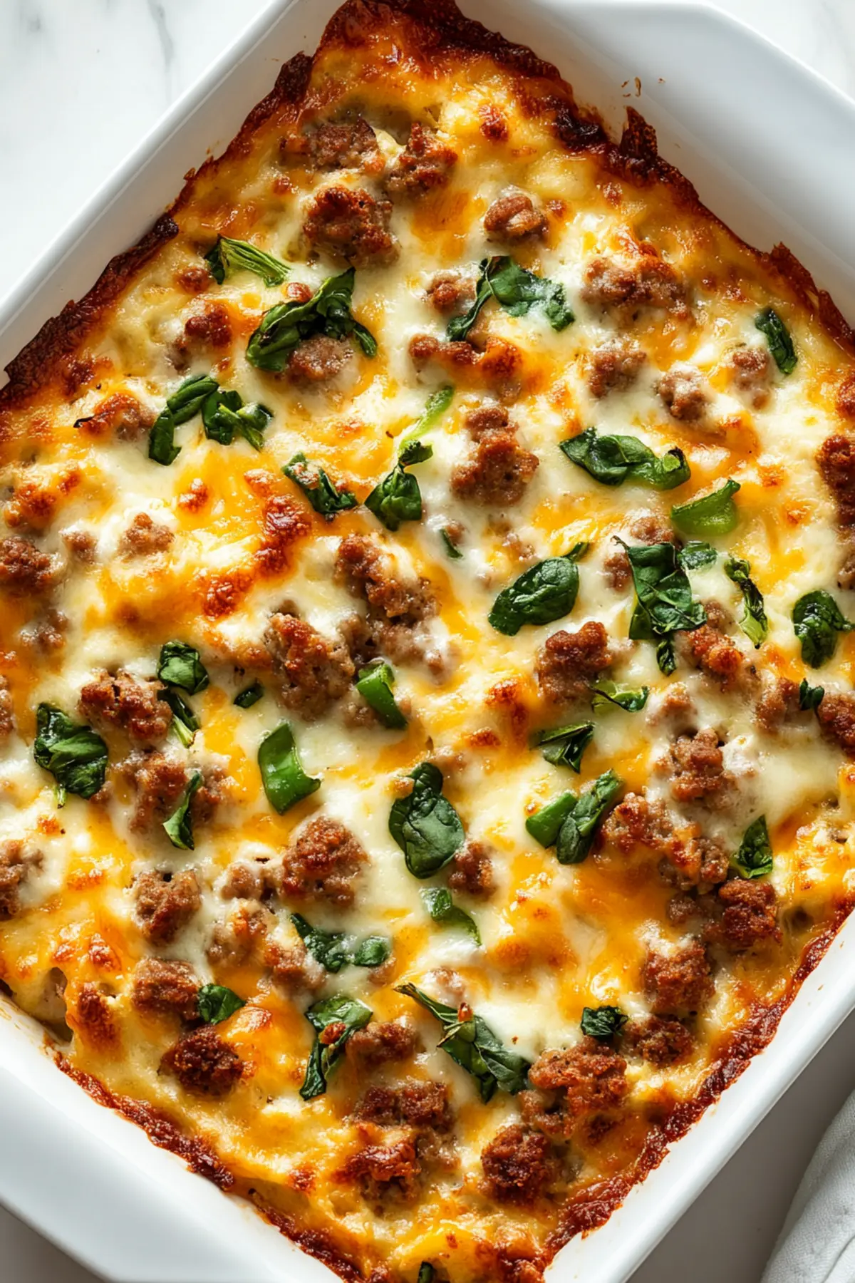 High Protein Cottage Cheese Turkey Sausage Breakfast Casserole
