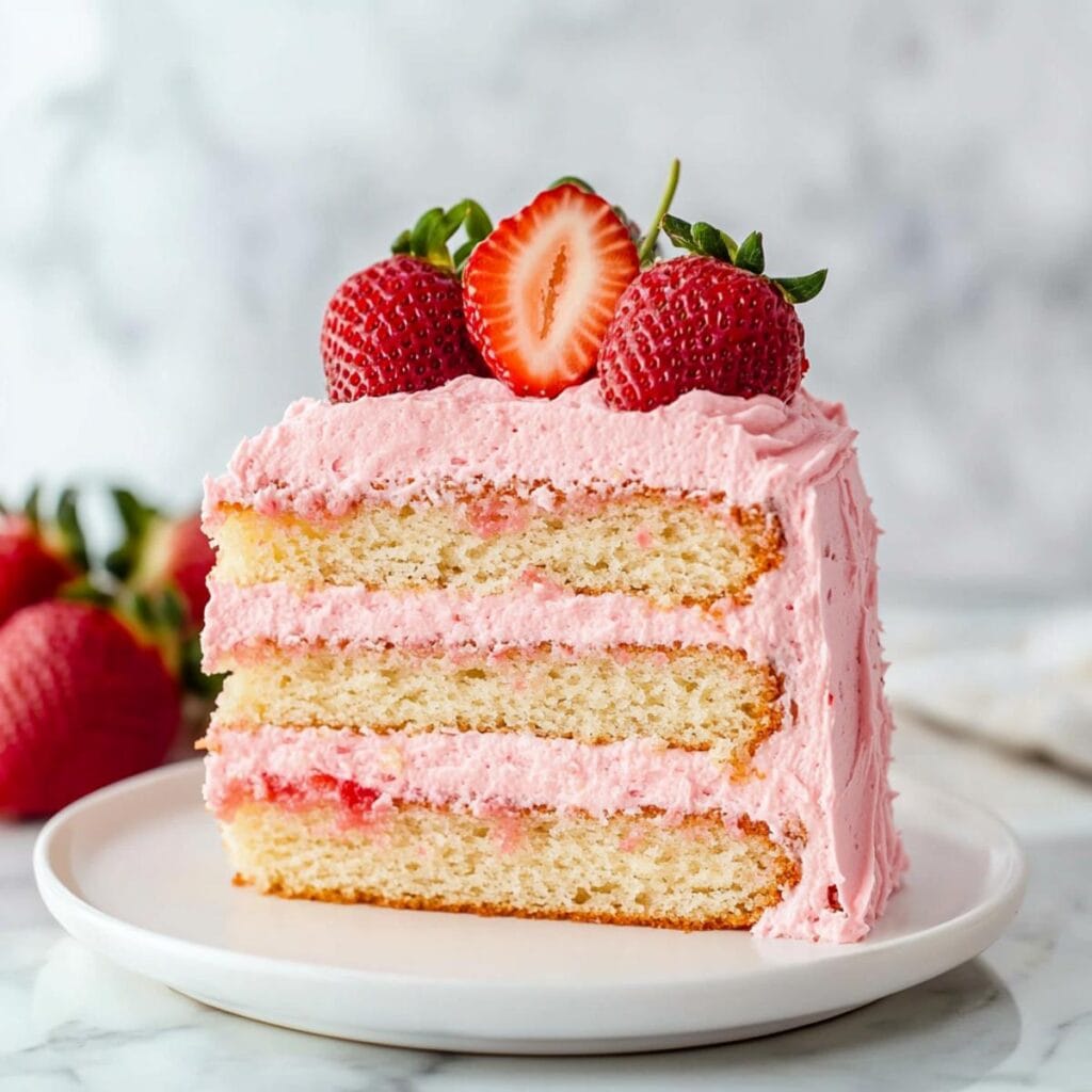 Strawberry Cake with Strawberry Frosting