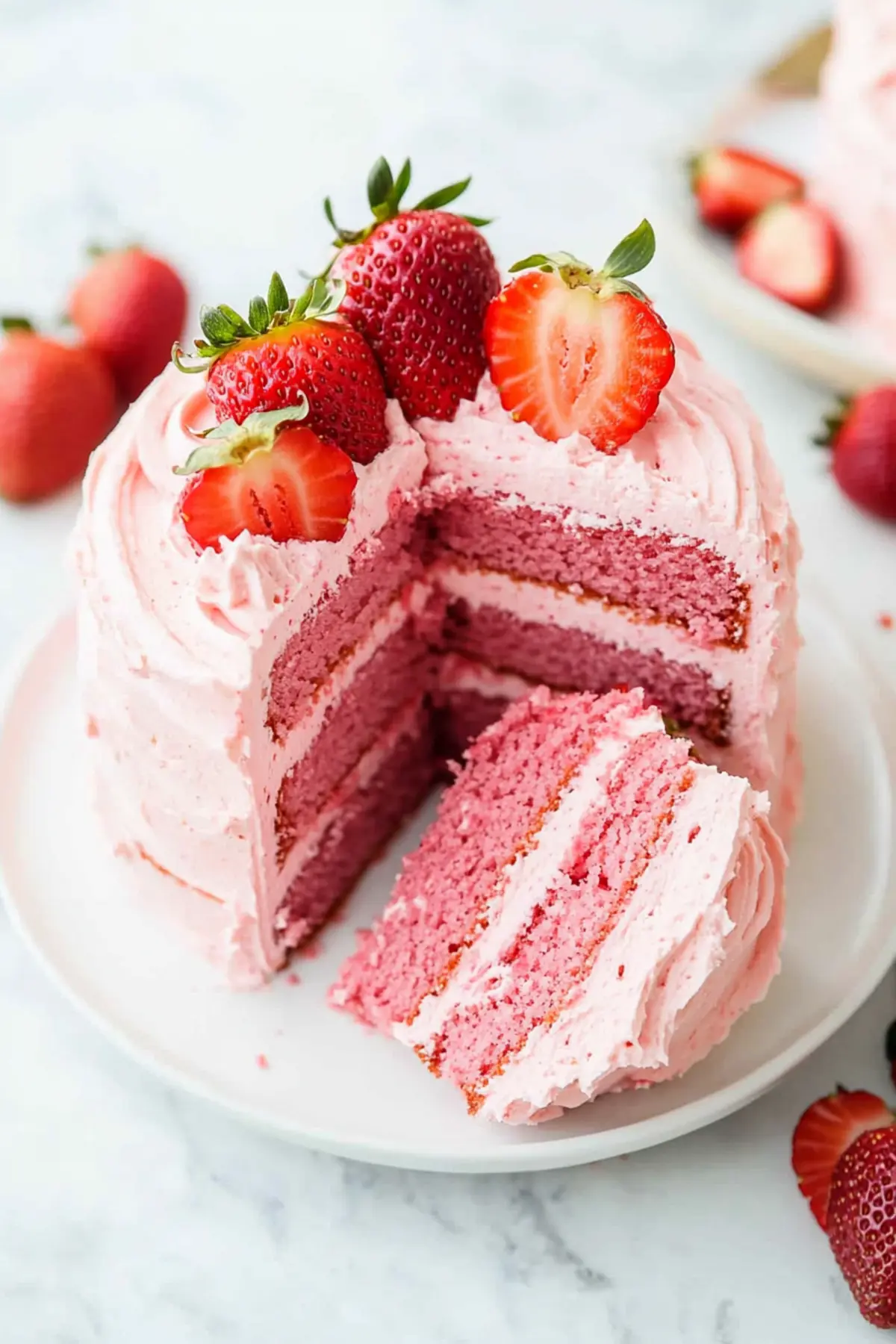 Strawberry Cake with Strawberry Frosting