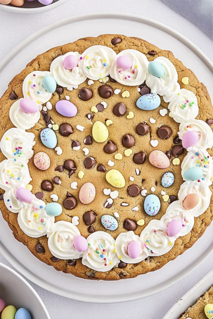 Pastel frosted sugar cookies topped with colorful sprinkles arranged closely together for an Easter dessert display.