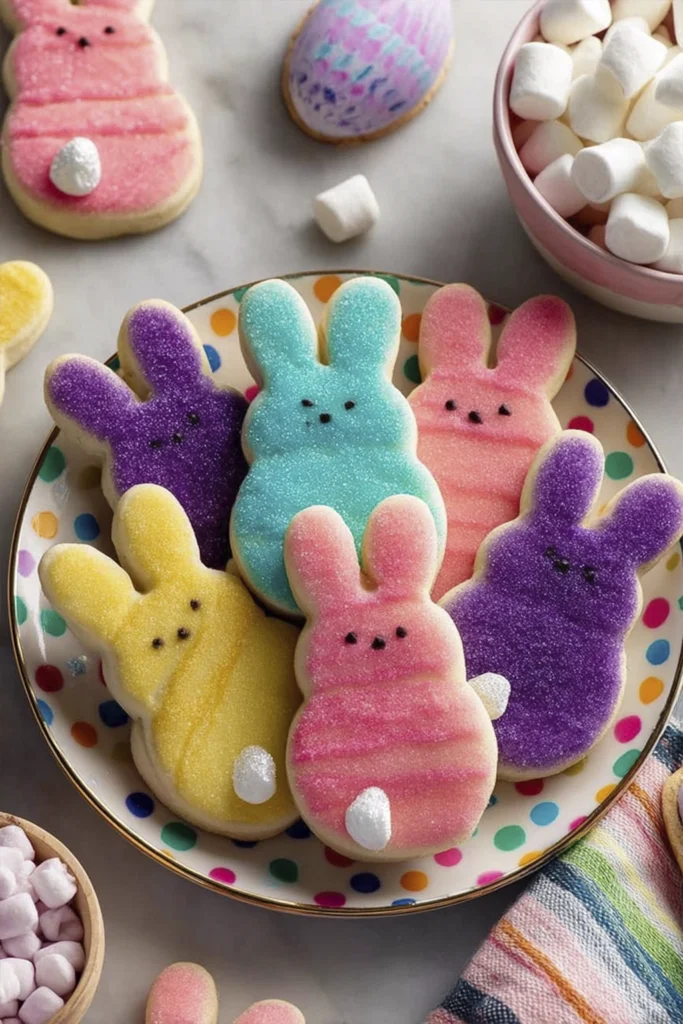 Decorating Easter egg sugar cookie with colorful royal icing using a piping bag.