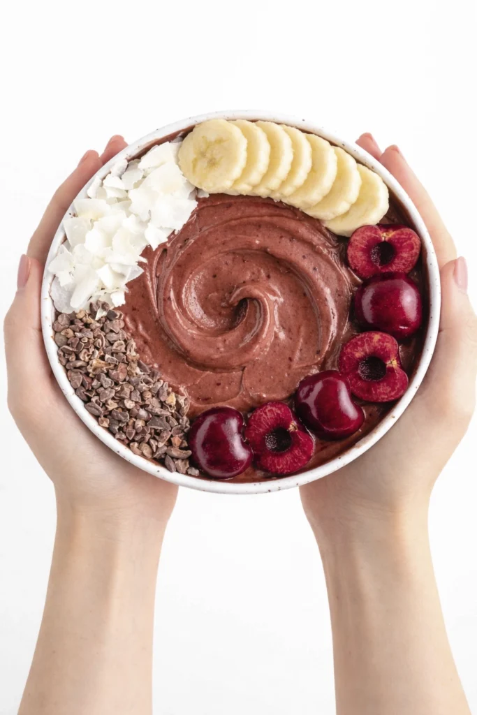 Chocolate Cherry Smoothie Bowl with Banana and Coconut