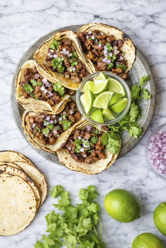 Juicy Street Tacos with Caramelized Pork and Fresh Toppings