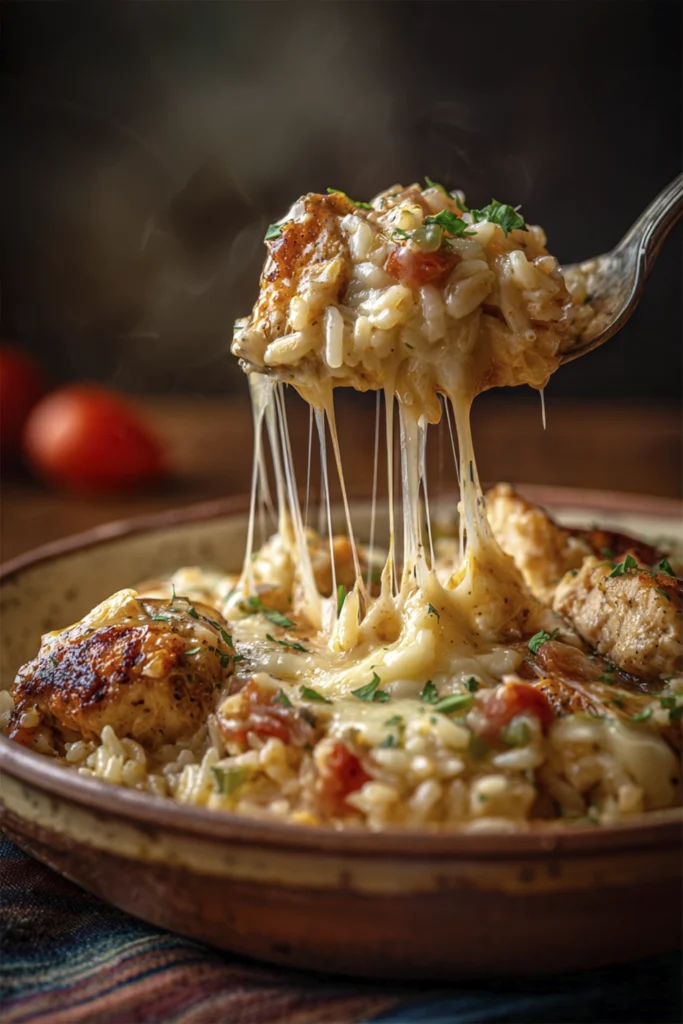 Grilled chicken over seasoned rice with bell peppers, tomatoes, and creamy yogurt sauce.