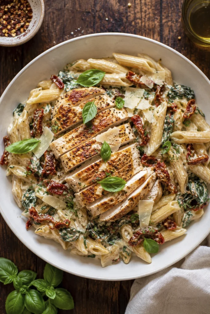 Shell pasta served with spiced ground beef, roasted tomatoes, garlic yogurt, and fresh parsley