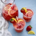 Homemade Strawberry Lemonade Mocktail Served in a Pitcher